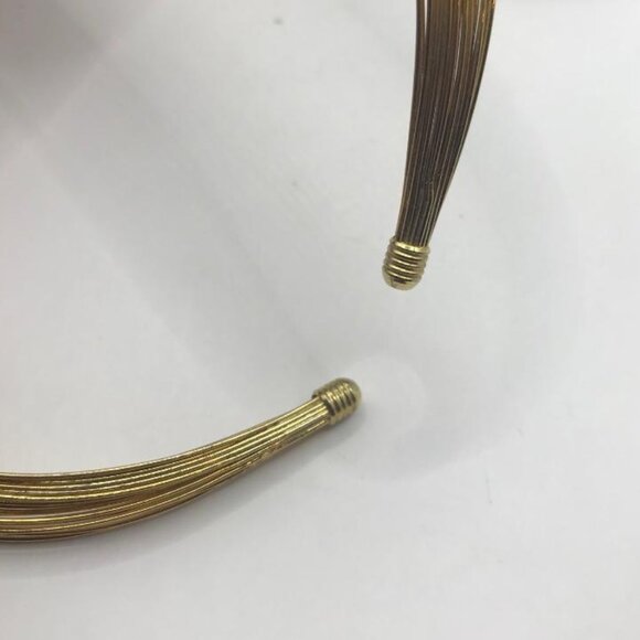 Gold-Tone Multi Layer Memory Wire Choker with Faux Pearl Focal & Earring Set - Picture 10 of 11